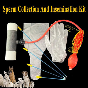 1 Set Canine Artificial Insemination Kit Pet Dog Sperm Collect Device Bags Semen Injection Deposition Pipe Tube Gloves Catheter