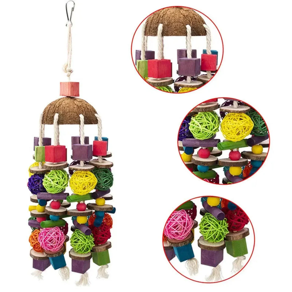 Bird Chewing Toy Bird Parrot Training Toys Chewing Foraging Hanging Cage Paper Strings Wire Drawing Ball Toys Relieve Boredom