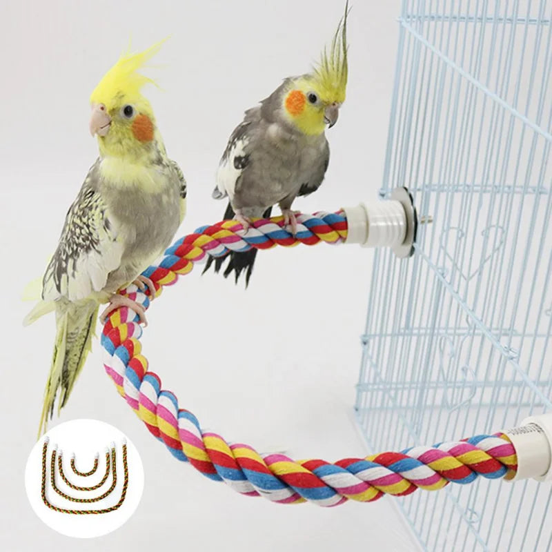 Bird Molar Toy Durable Cotton Rope Multi-color Pet Parrot Standing Perches for Cockatiel Parrot Cage Toy Pet Bird Toy