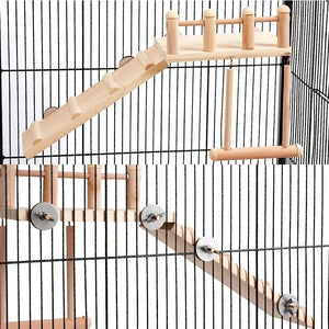 Bird Perches Platform Swing Climbing Ladder Parrot Cage Accessories Wooden Playing Gyms Exercise Stands Parrot Cage Toys Sets