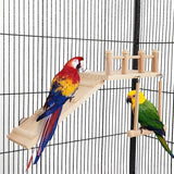 Bird Perches Platform Swing Climbing Ladder Parrot Cage Accessories Wooden Playing Gyms Exercise Stands Parrot Cage Toys Sets