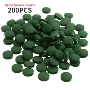 100/200pcs High Purity Spirulina Tablets Spiral Seaweed Enrichment Favorite Pets Food Fish Crystal Red Shrimp Fish Food Aquarium