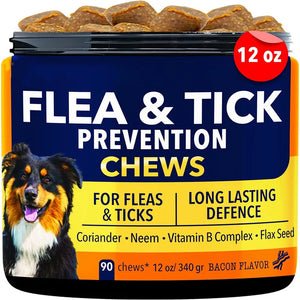 90 Chews Dog Flea And Tick Repellent Chewable Tablets Suit For The Dog Over 25lbs Contains Flaxseed And Vitamin Complex