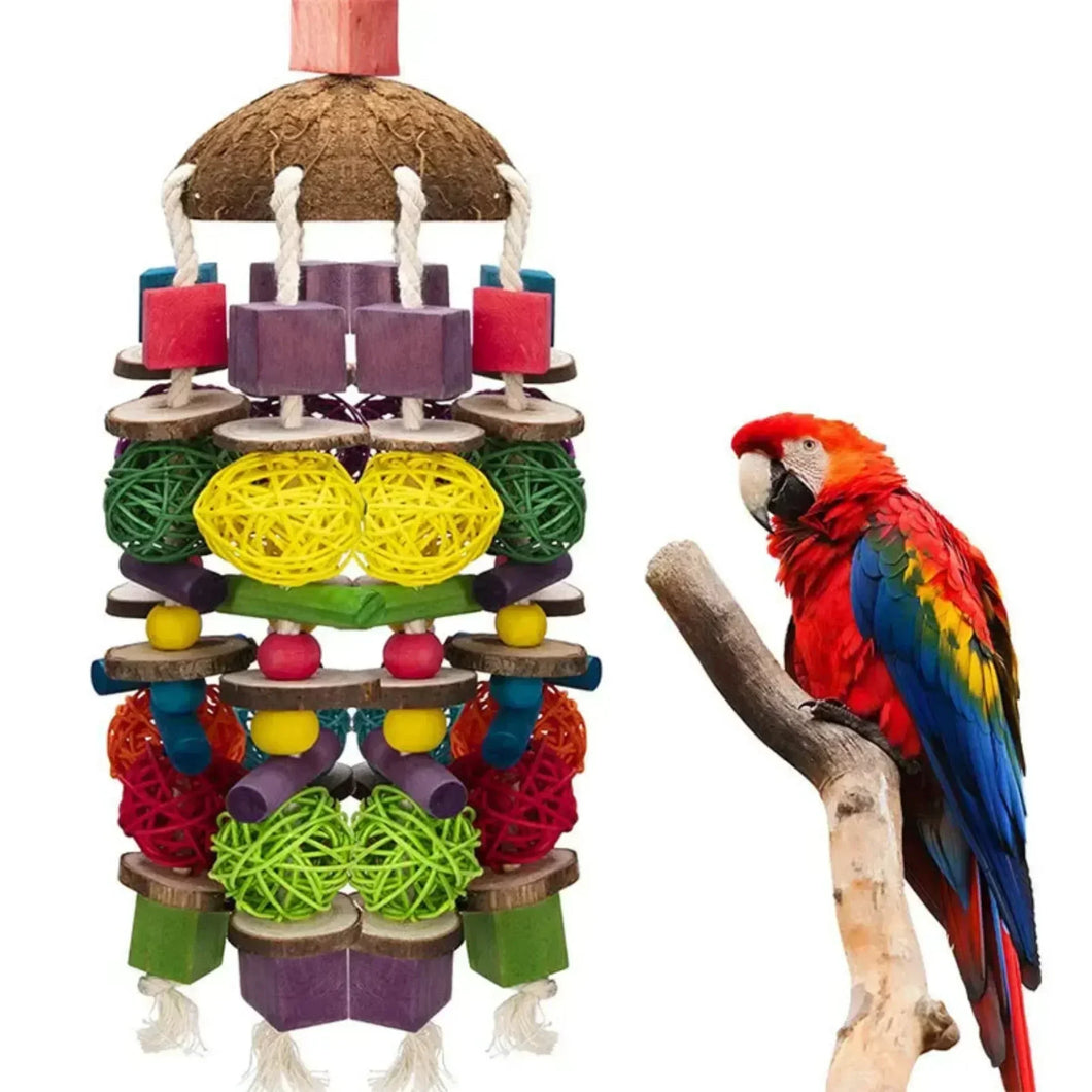 Bird Chewing Toy Bird Parrot Training Toys Chewing Foraging Hanging Cage Paper Strings Wire Drawing Ball Toys Relieve Boredom