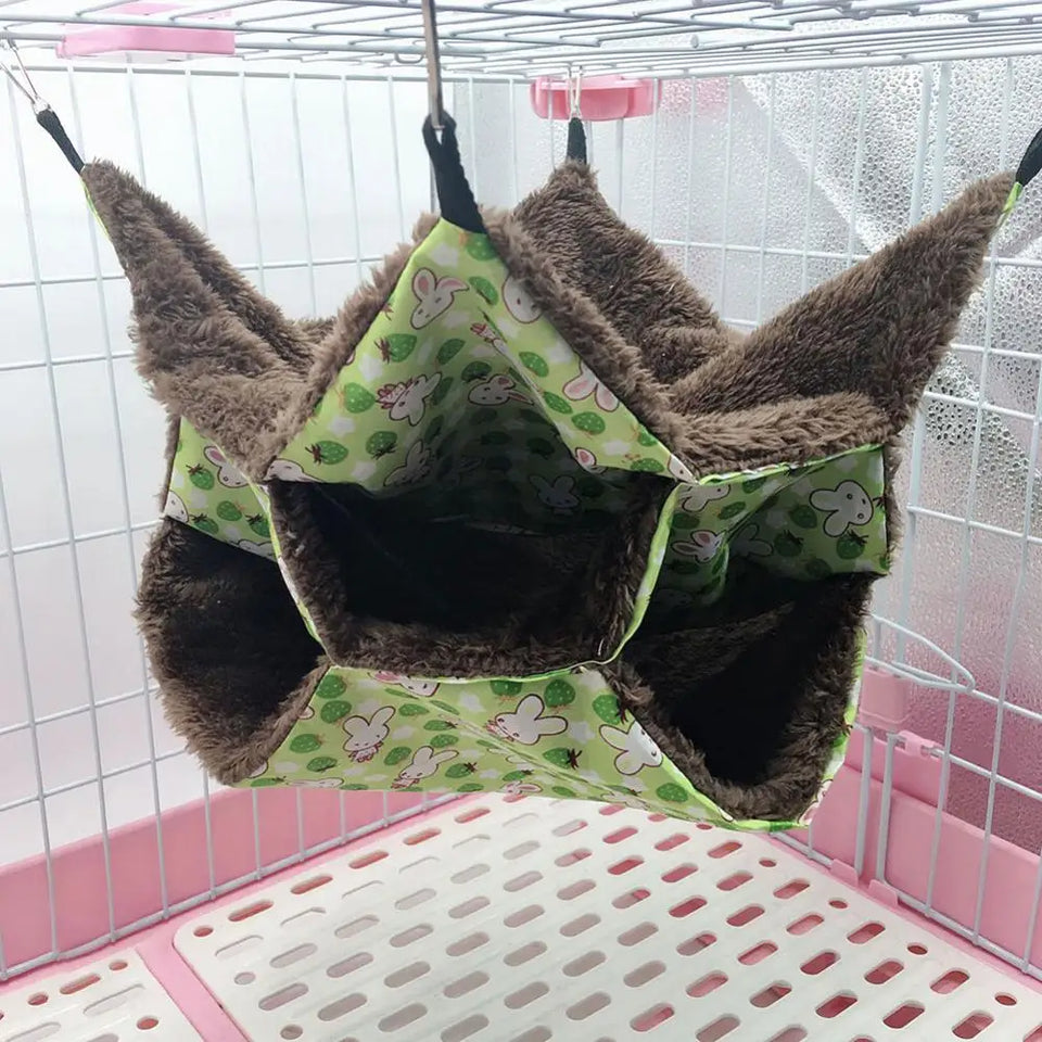 3 Layers Pet Hammock Plush Hamster Hammock Chinchilla Guinea Pig Ferret Sleeping Bag Hamster Cage Swing Cage Sleeping Nest