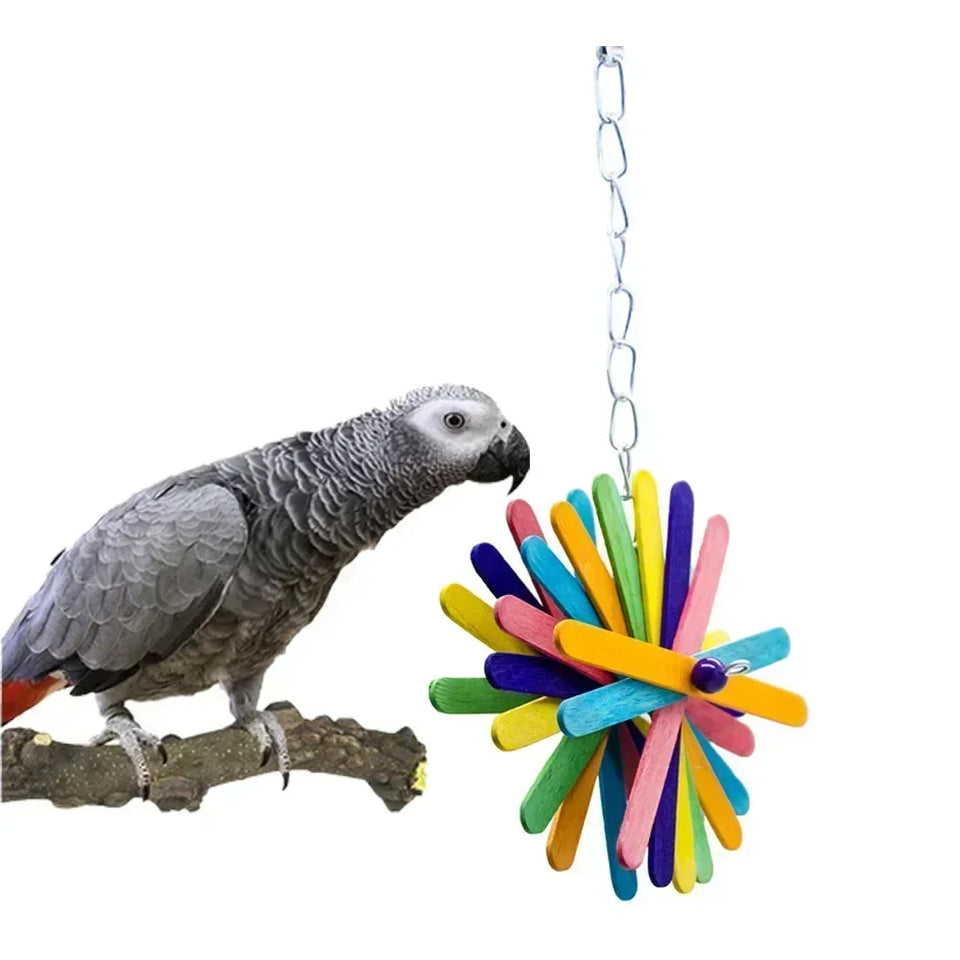 Bird Chewing Toy Bird Parrot Training Toys Chewing Foraging Hanging Cage Paper Strings Wire Drawing Ball Toys Relieve Boredom