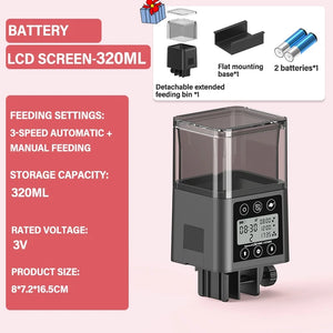 Fish Feeder Automatic LED LCD Screen Automatic Feeder 320ml Large Capacity Smart Timing Feeder Fish Turtle Food Fish Feeding