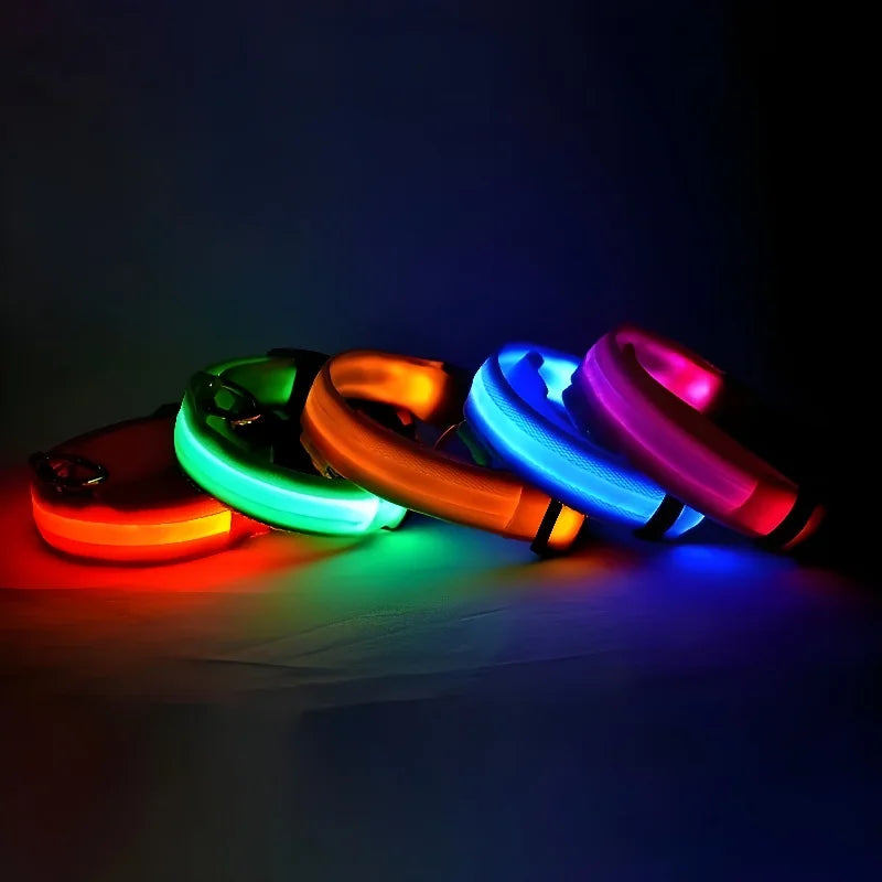 Night Safety Flashing Glow Dog Collar Nylon