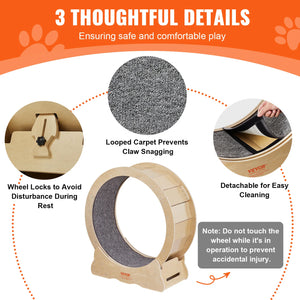 Cat Exercise Wheel Natural Wood Silent Running Toy