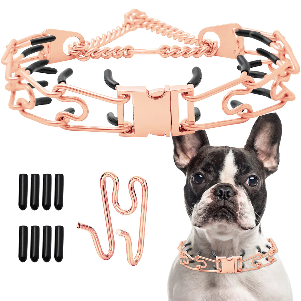 Effective Pinch Dog Training Collar with Quick Release Buckle Adjustable Detachable Prong Choke Collar for Medium Large Dogs