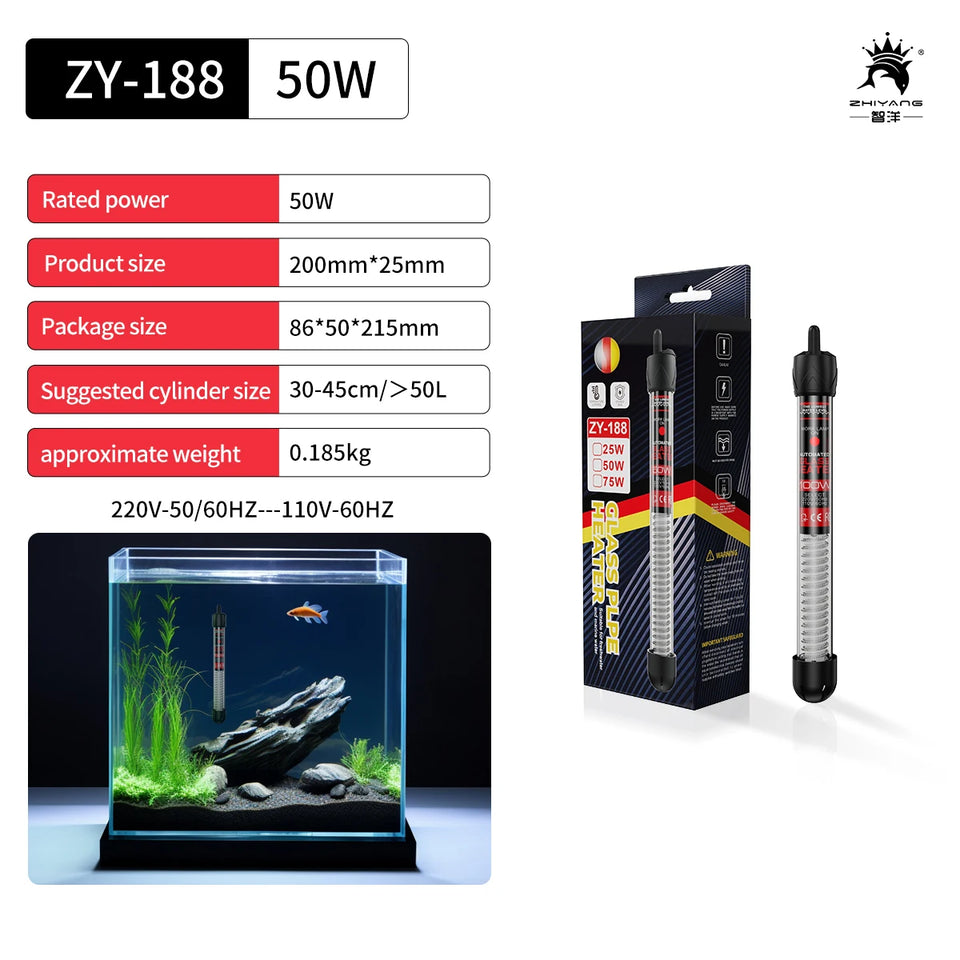 110v-220v Adjustable Temperature Thermostat Heater Rod 25W 50W 100W 200W 300W Submersible Aquarium Fish Tank Water Heat