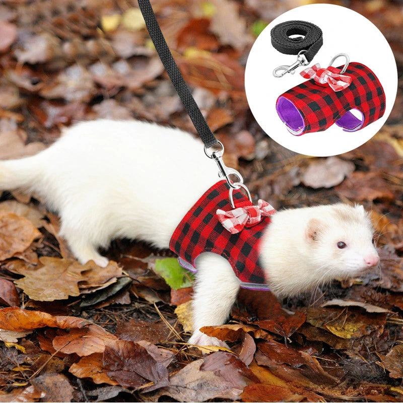 Hamster Pet Harness Rabbit Bowtie Striped Star Harness Vest Leash Traction Rope Baby Ferrets Pet Rat Bowknot Chest Strap Pet