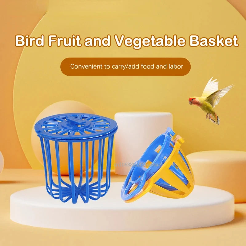 1PC Bird Parrot Feeder Cage Fruit Vegetable Holder Cage Access Hanging Basket Container Toy Pet Parrot Feeder Cage Supplies