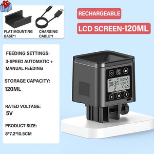 Fish Feeder Automatic LED LCD Screen Automatic Feeder 320ml Large Capacity Smart Timing Feeder Fish Turtle Food Fish Feeding