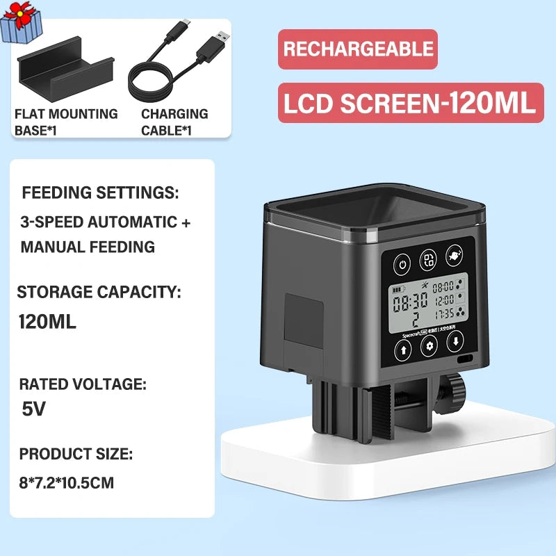 Fish Feeder Automatic LED LCD Screen Automatic Feeder 320ml Large Capacity Smart Timing Feeder Fish Turtle Food Fish Feeding