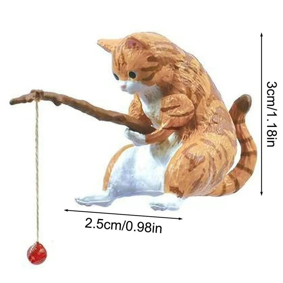 1PC Cat Fishing Aquarium Decoration Fish Tank Landscaping Statues Display Fishing Cat Hanging Decorations