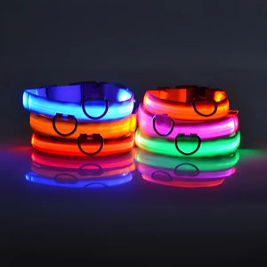 Night Safety Flashing Glow Dog Collar Nylon