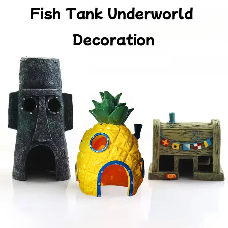 Cartoon Pineapple House Aquarium Decoration Landscaping Fish Tank Accessories Pets Octopus Crab Castle Fish And Shrimp Shelter