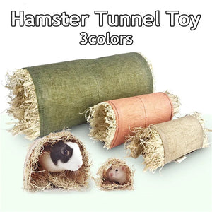 Hamster Hideaway tunnel Toy with Grass Tunnel Hamster Accessories for Guineapig Chinchilla Ferret Rats Rodent Cage