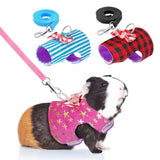 Hamster Pet Harness Rabbit Bowtie Striped Star Harness Vest Leash Traction Rope Baby Ferrets Pet Rat Bowknot Chest Strap Pet