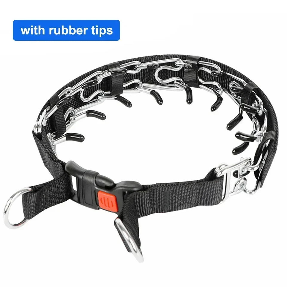 Dog Training Collar Prong Collar with Quick Release Buckle & Nylon Cover Pet Dog Spike Pinch Collar