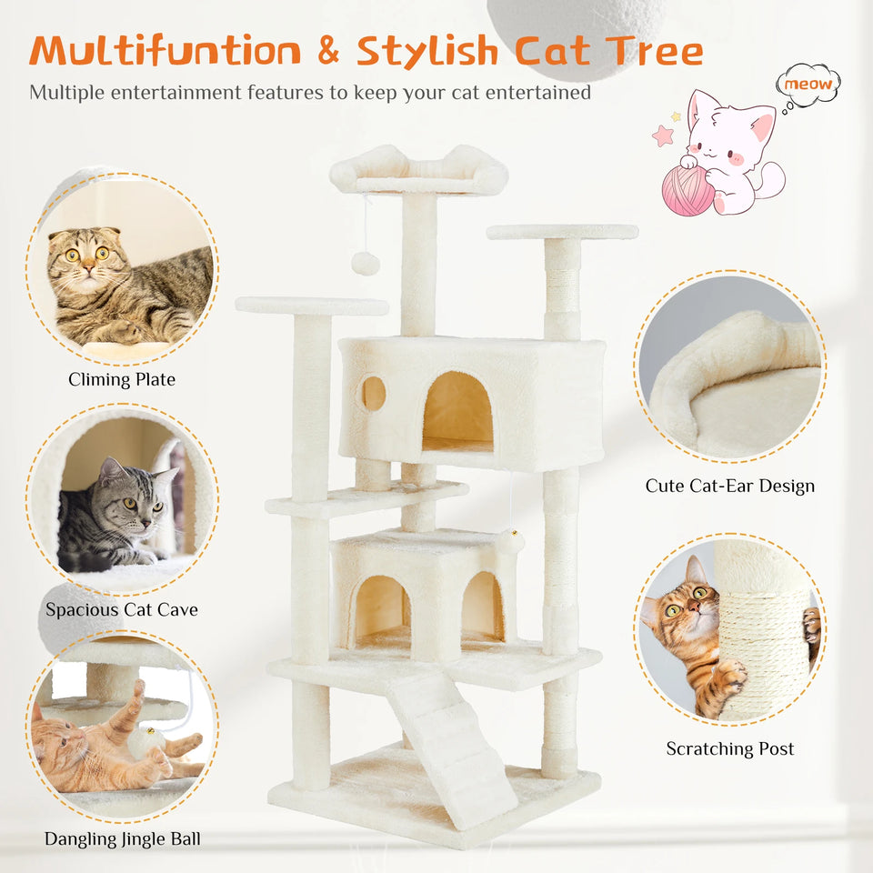 JHK 54in Tall Multi-Level Cat Tree Tower