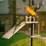 Bird Perches Platform Swing Climbing Ladder Parrot Cage Accessories Wooden Playing Gyms Exercise Stands Parrot Cage Toys Sets