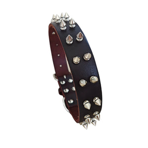 genuine leather Spiked Dog Collar with rivets pronged collar Anti-Bite Studded Protective Pet Neck cowhide dog leather collar