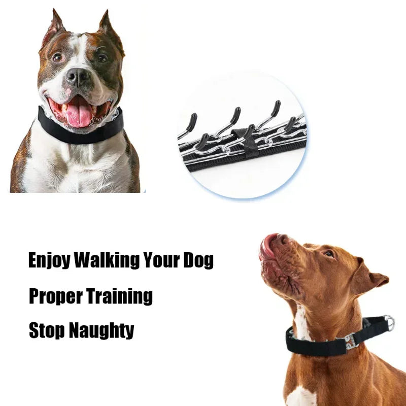 Dog Training Collar Prong Collar with Quick Release Buckle & Nylon Cover Pet Dog Spike Pinch Collar