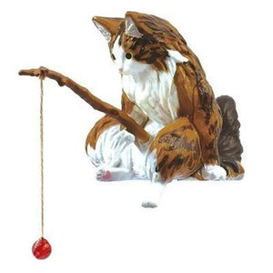 1PC Cat Fishing Aquarium Decoration Fish Tank Landscaping Statues Display Fishing Cat Hanging Decorations