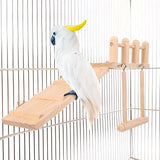 Bird Perches Platform Swing Climbing Ladder Parrot Cage Accessories Wooden Playing Gyms Exercise Stands Parrot Cage Toys Sets